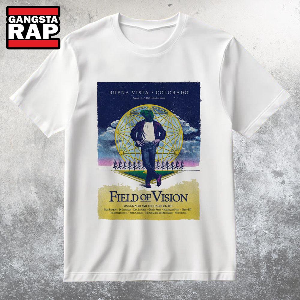 King Gizzard And The Lizard Wizard Field Of Vision Aug 15-17 2025 Meadow Creek In Buena Vista CO T Shirt