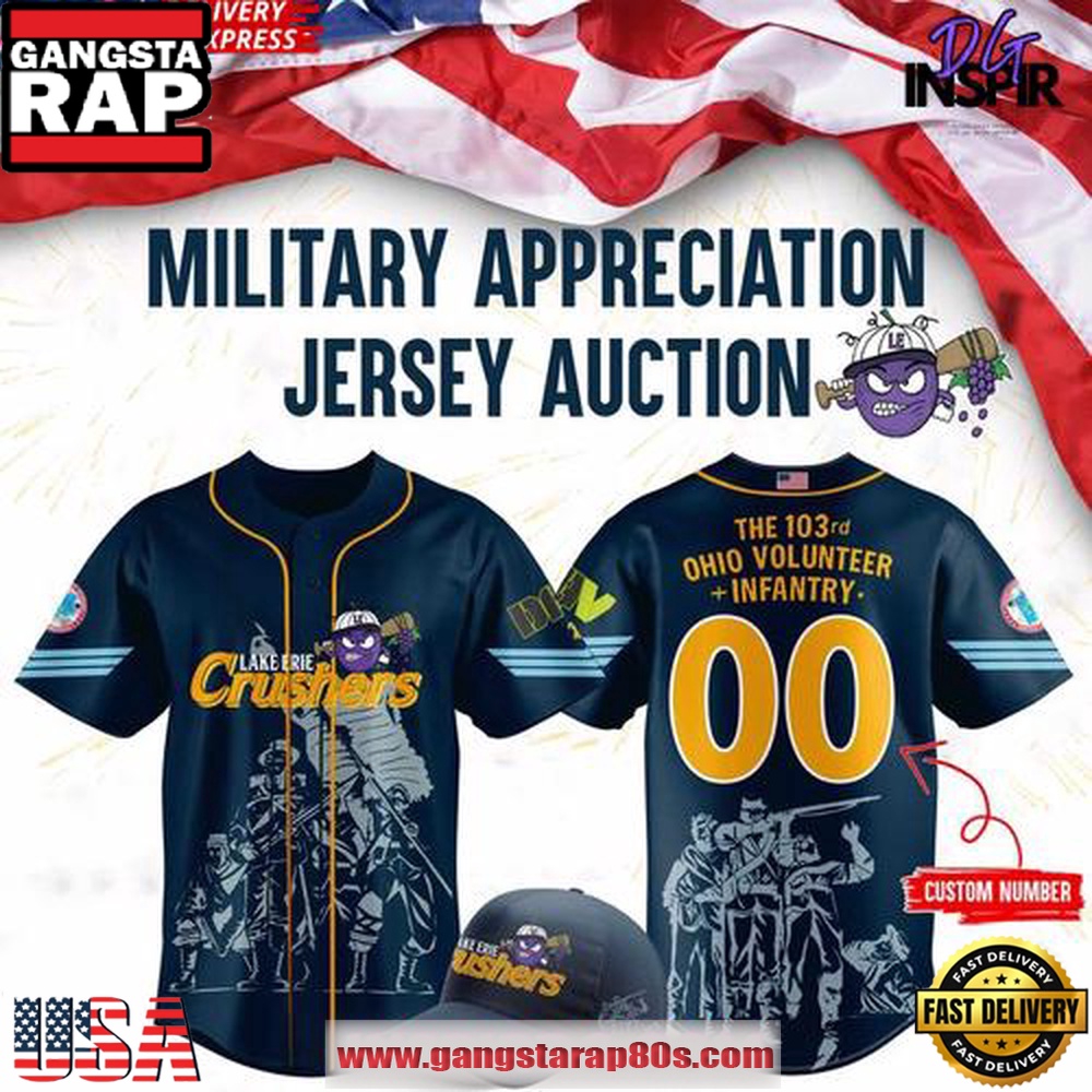 Lake Erie Crushers Military Appreciation Custom Baseball Jersey Shirt