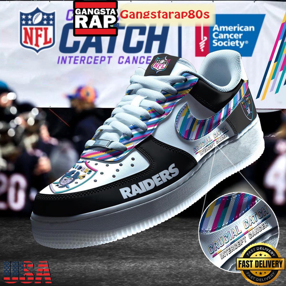 Las Vegas Raiders Crucial Catch Intercept Cancer Air Force 1 Sneakers Shoes