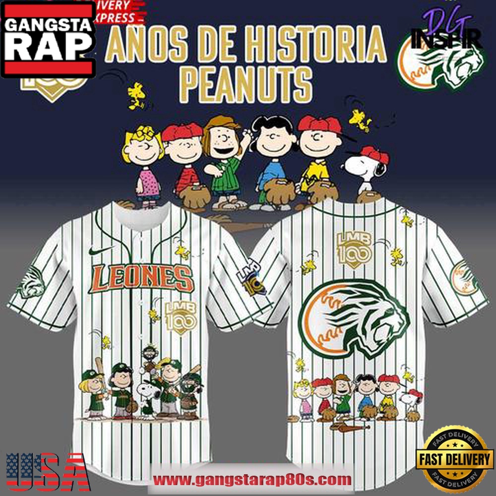Leones Peanuts 100 Years LMB Edition Baseball Jersey Shirt