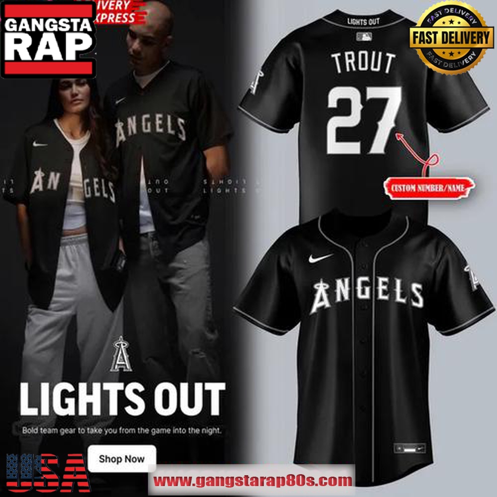 Los Angeles Angels Lights Out Black Special Custom Baseball Jersey Shirt
