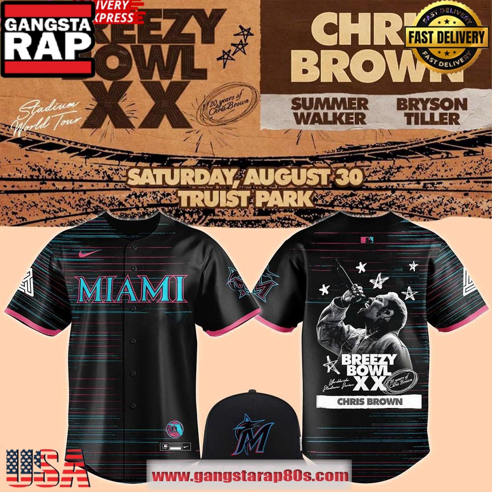 Miami Marlins 2025 BREEZY BOWL XX Concert Baseball Jersey Shirt