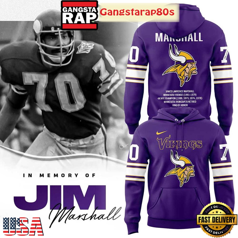 Minnesota Vikings Jim Marshall Memories All Over Print T-Shirt Hoodie