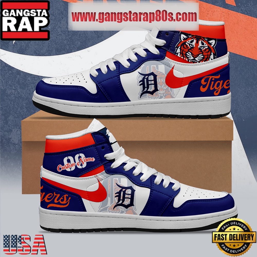 MLB Detroit Tigers Unique Design Custom Name Air Jordan 1 Shoes Running Sneakers