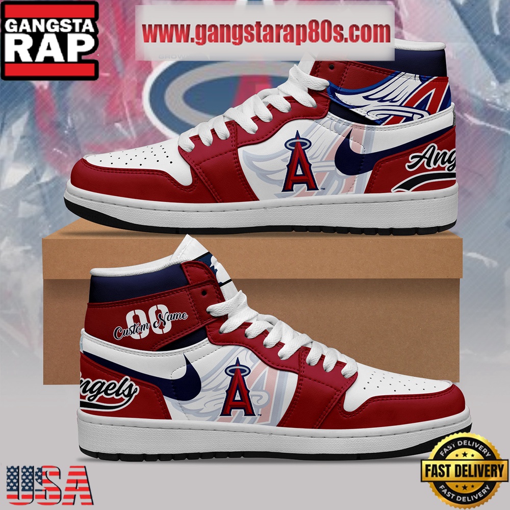 MLB Los Angeles Angels Unique Design Custom Name Air Jordan 1 Shoes Running Sneakers