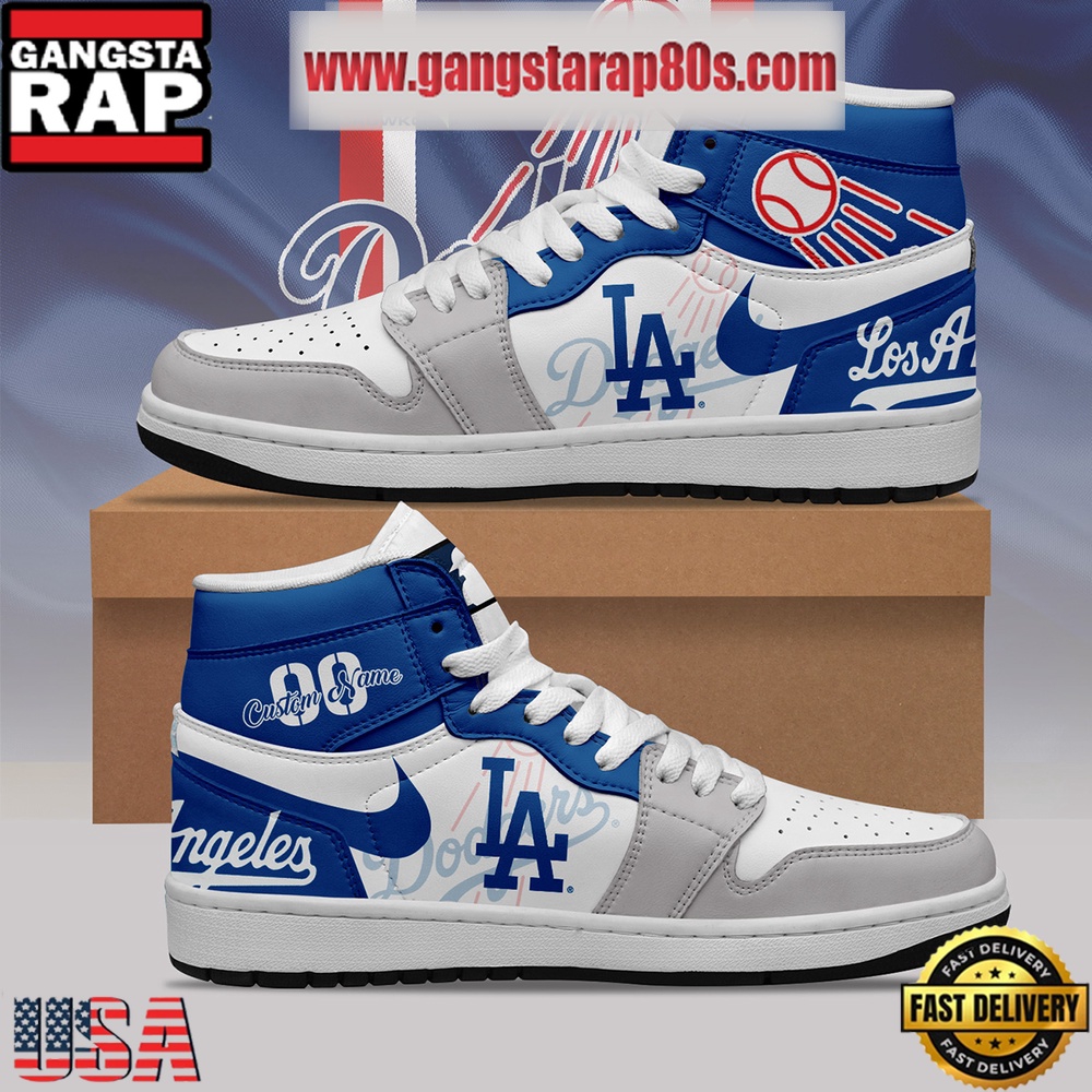 MLB Los Angeles Dodgers Unique Design Custom Name Air Jordan 1 Shoes Running Sneakers