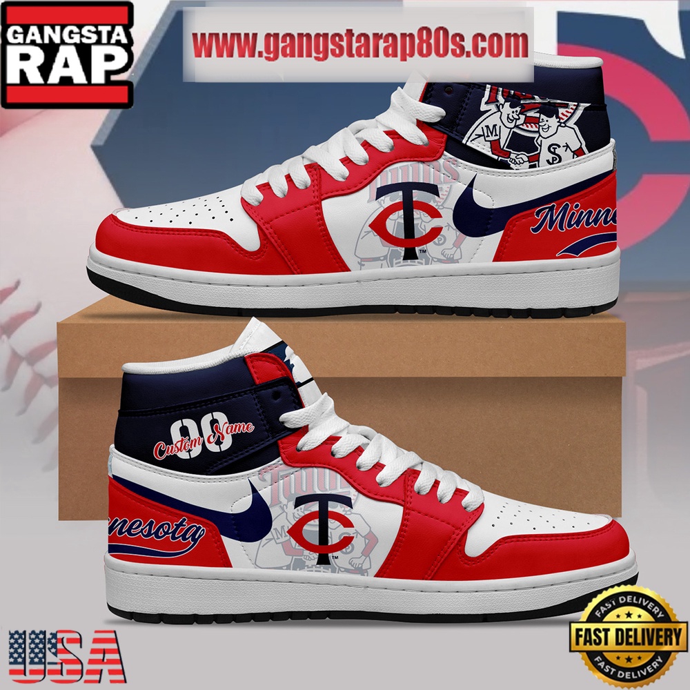 MLB Minnesota Twins Unique Design Custom Name Air Jordan 1 Shoes Running Sneakers