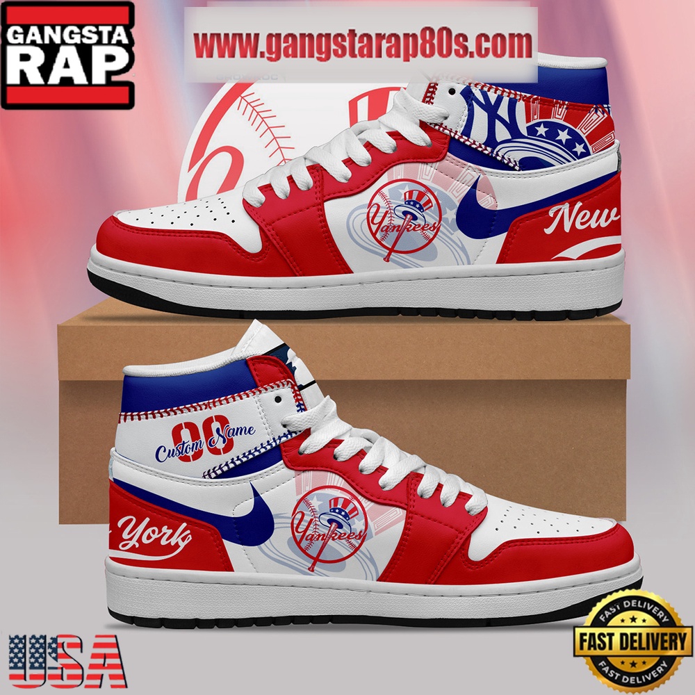MLB New York Yankees Unique Design Custom Name Air Jordan 1 Shoes Running Sneakers