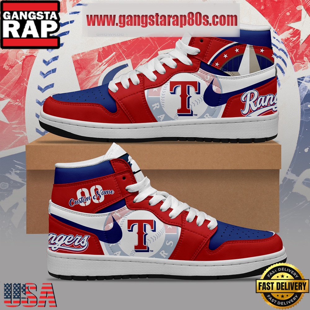 MLB Texas Rangers Unique Design Custom Name Air Jordan 1 Shoes Running Sneakers