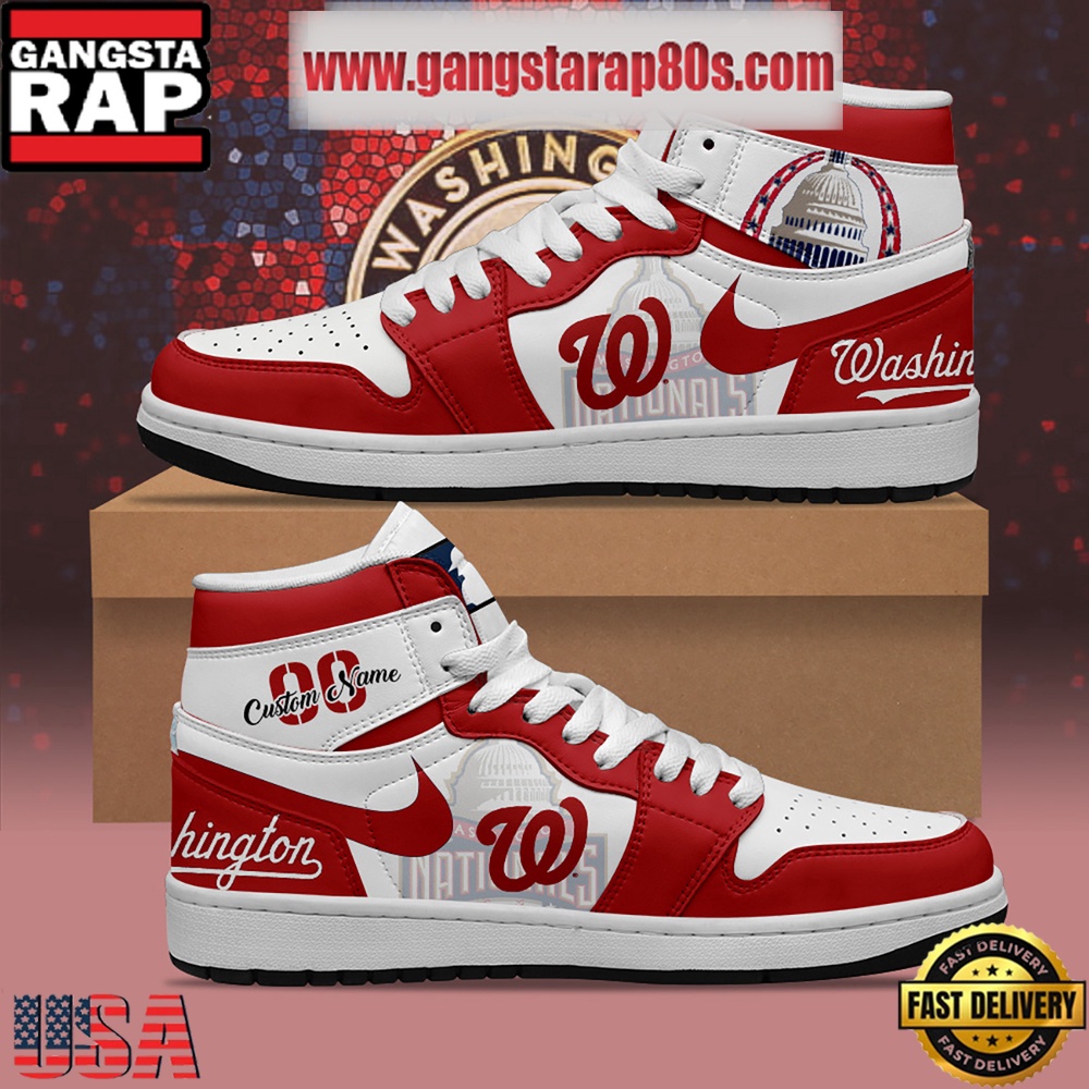 MLB Washington Nationals Unique Design Custom Name Air Jordan 1 Shoes Running Sneakers