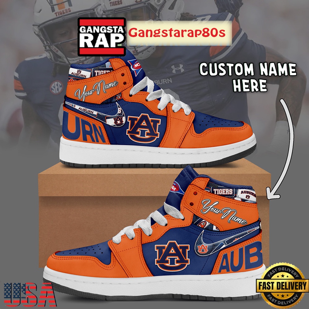 NCAA Auburn Tigers Custom Name Air Jordan 1 Shoes Running Sneakers For Men Women