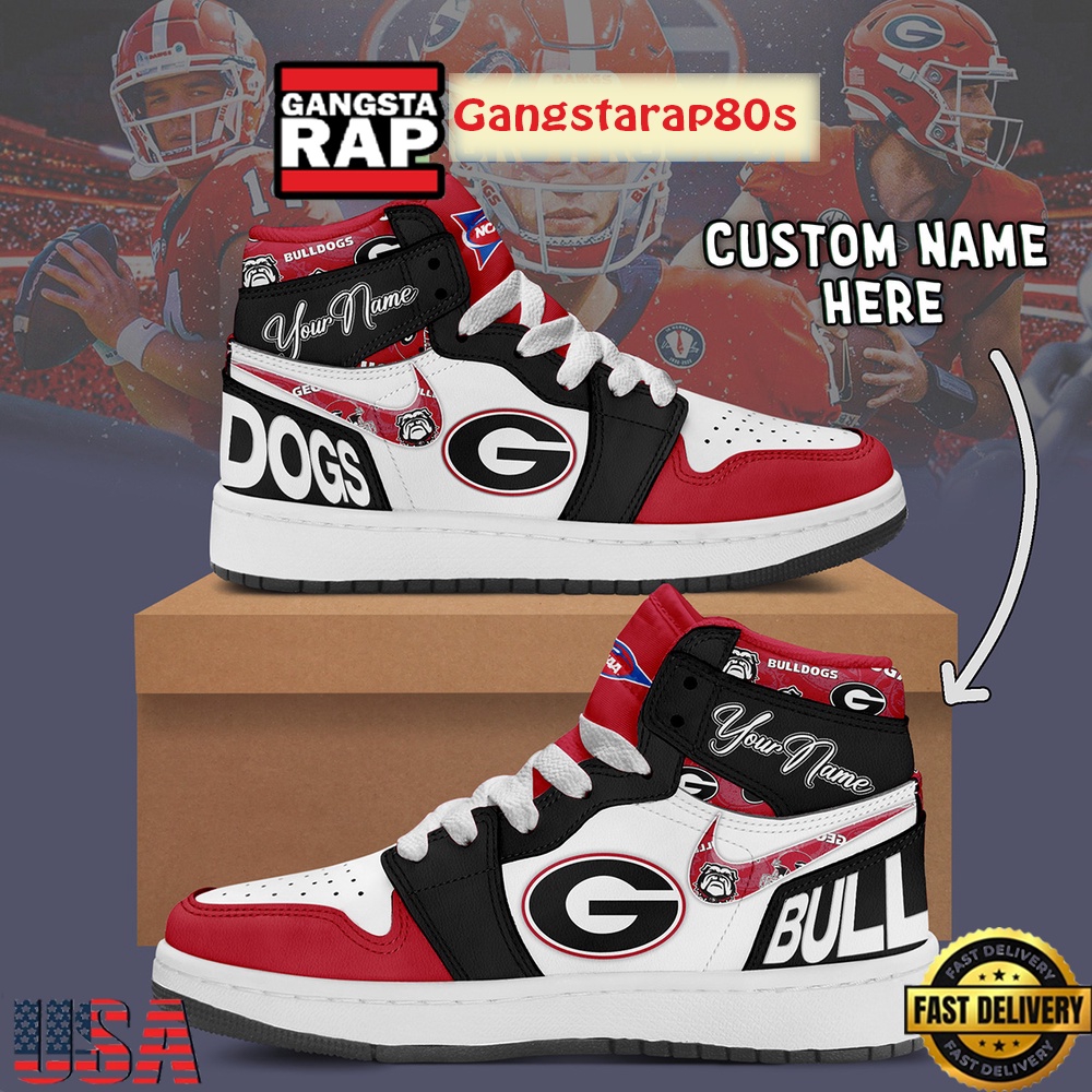 NCAA Georgia Bulldogs Custom Name Air Jordan 1 Shoes Running Sneakers For Men Women