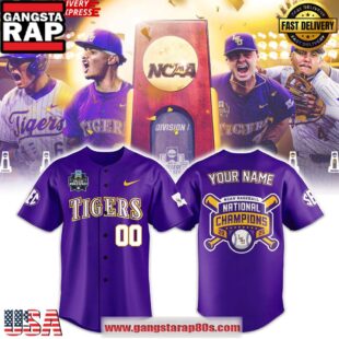 NCAA LSU Tigers Men’s College World Series Champions 2025 Baseball Jersey Shirt