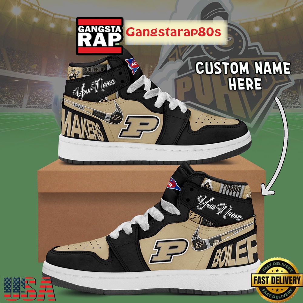 NCAA Purdue Boilermakers Custom Name Air Jordan 1 Shoes Running Sneakers NCAA Purdue Boilermakers Custom Name Air Jordan 1 Shoes Running Sneakers