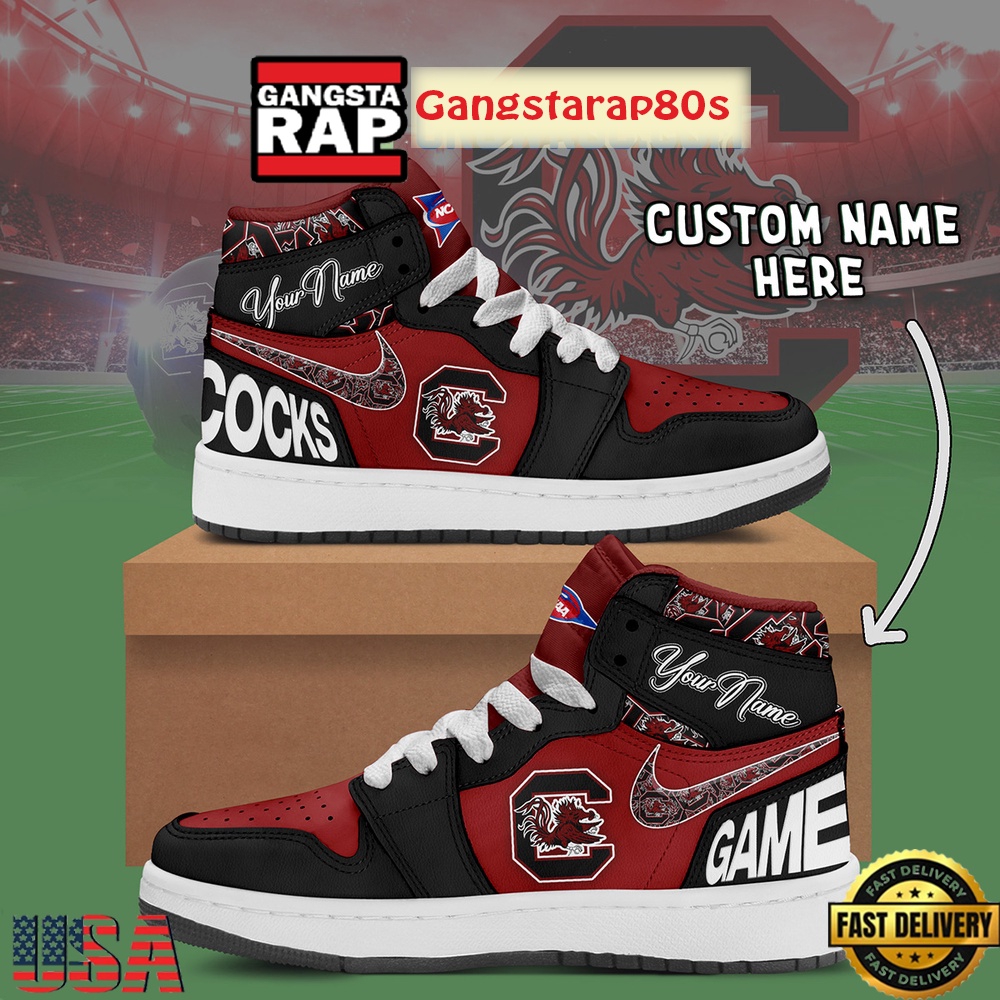 NCAA South Carolina Gamecocks Custom Name Air Jordan 1 Shoes Running Sneakers For Men Women