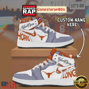 NCAA Texas Longhorns Custom Name Air Jordan 1 Shoes Running Sneakers For Men Women