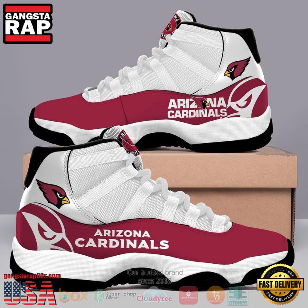NFL Arizona Cardinals White Red Unique Design Air Jordan 11 Shoes