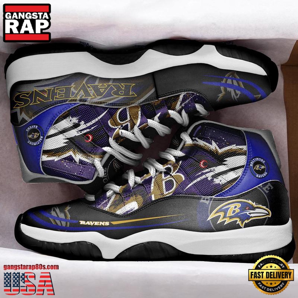 NFL Baltimore Ravens Unique Design Air Jordan 11 Sneaker