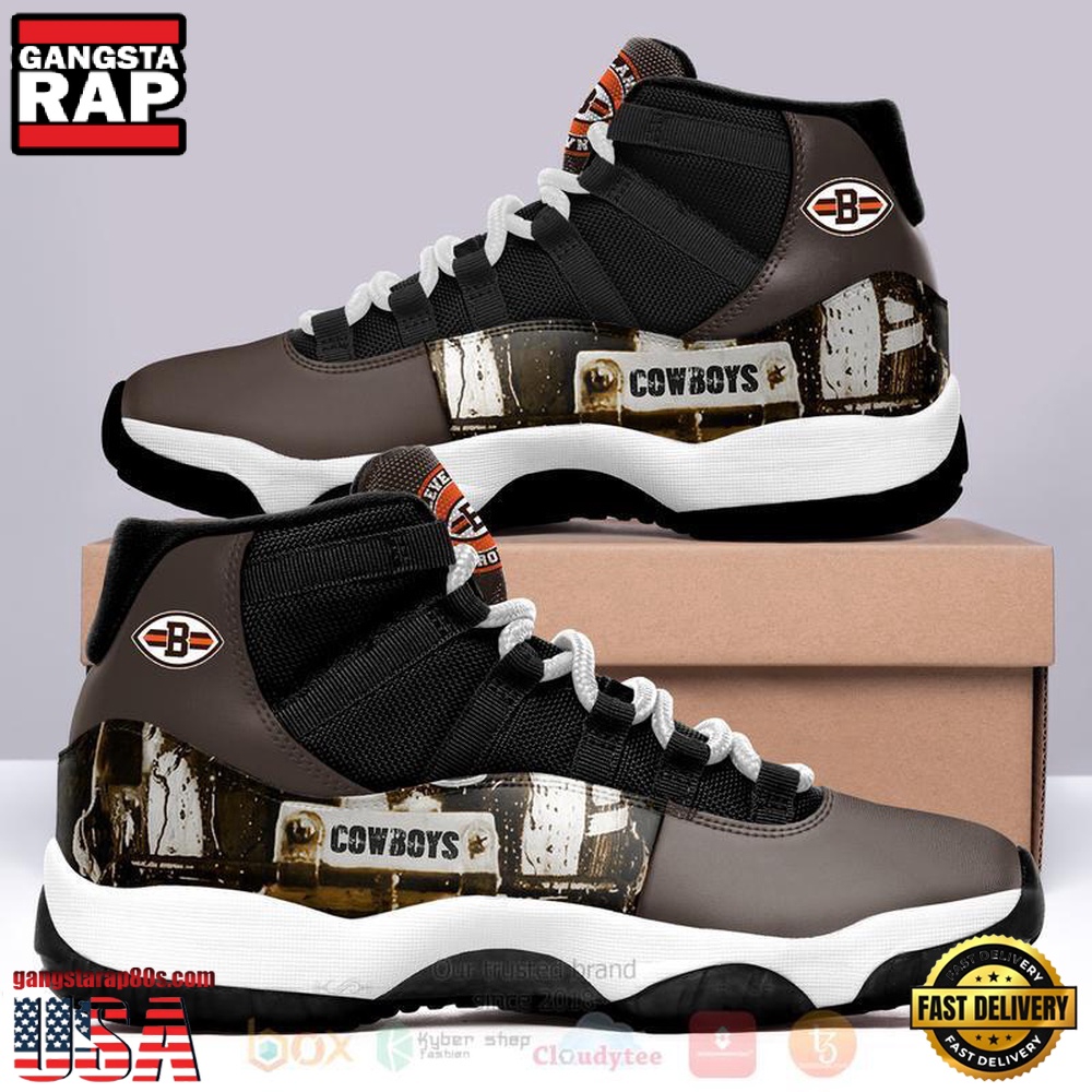 NFL Cleveland Browns Cowboys Unique Design Air Jordan 11 Sneakers Shoes