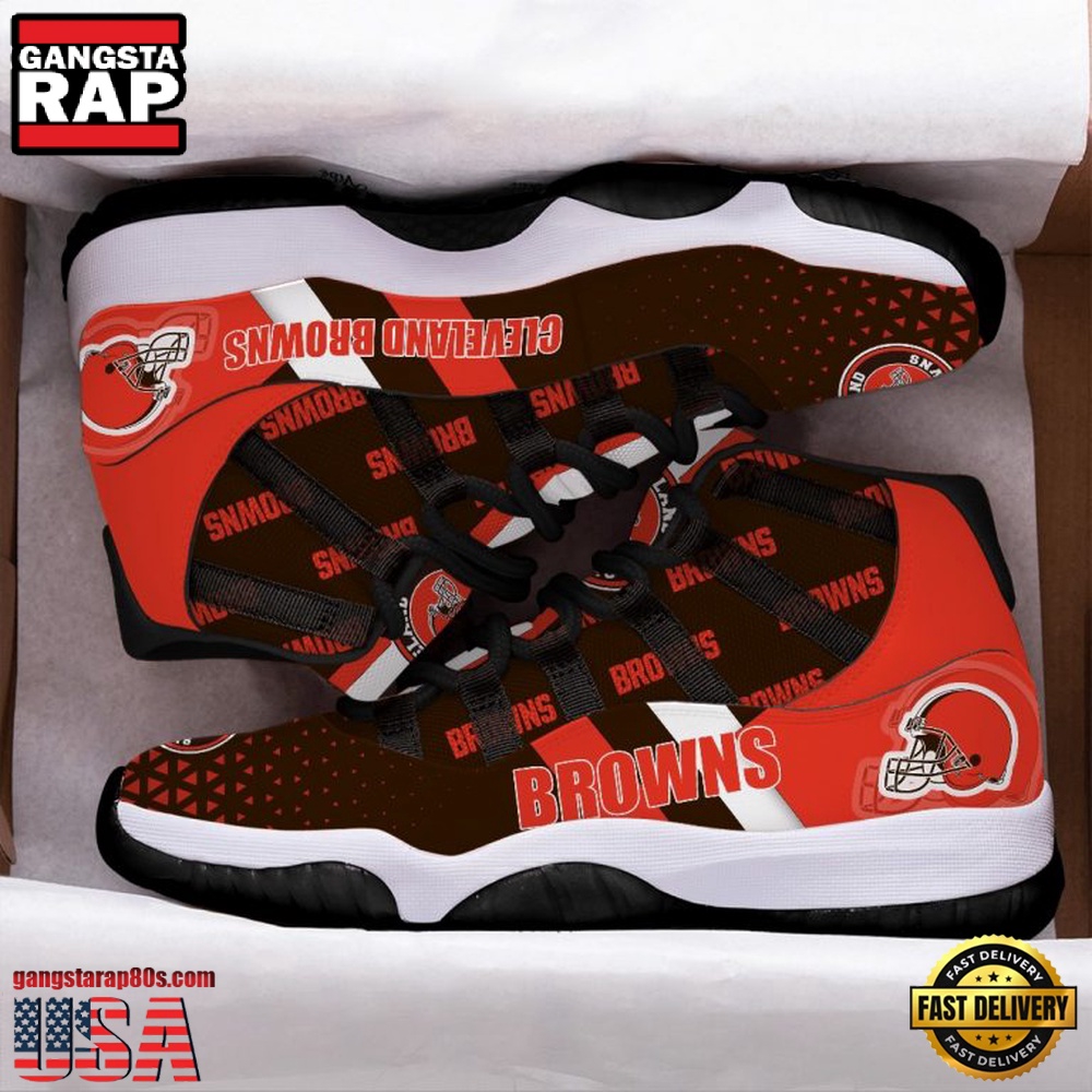 NFL Cleveland Browns Logo Unique Design Air Jordan 11 Sneaker Shoes NFL Cleveland Browns Logo Unique Design Air Jordan 11 Sneaker Shoes