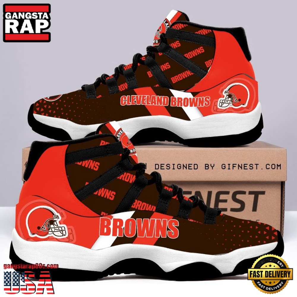NFL Cleveland Browns Logo Unique Design Air Jordan 11 Sneaker Shoes