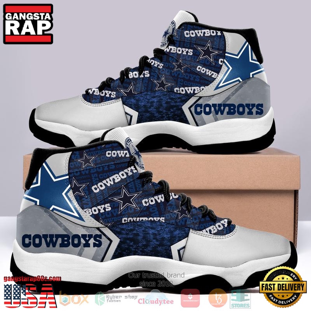 NFL Dallas Cowboys Blue Grey Unique Design Air Jordan 11 Shoes