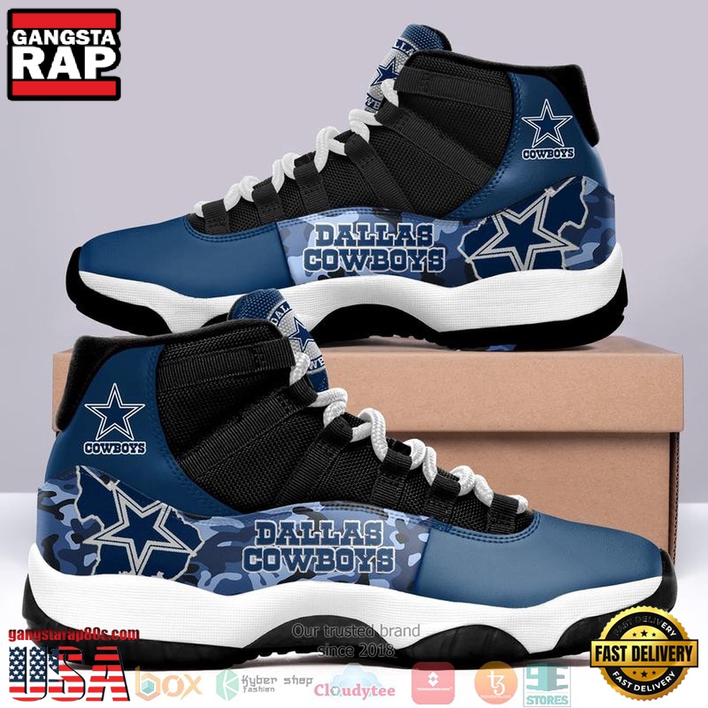 NFL Dallas Cowboys Navy Unique Design Air Jordan 11 Sneaker Shoes
