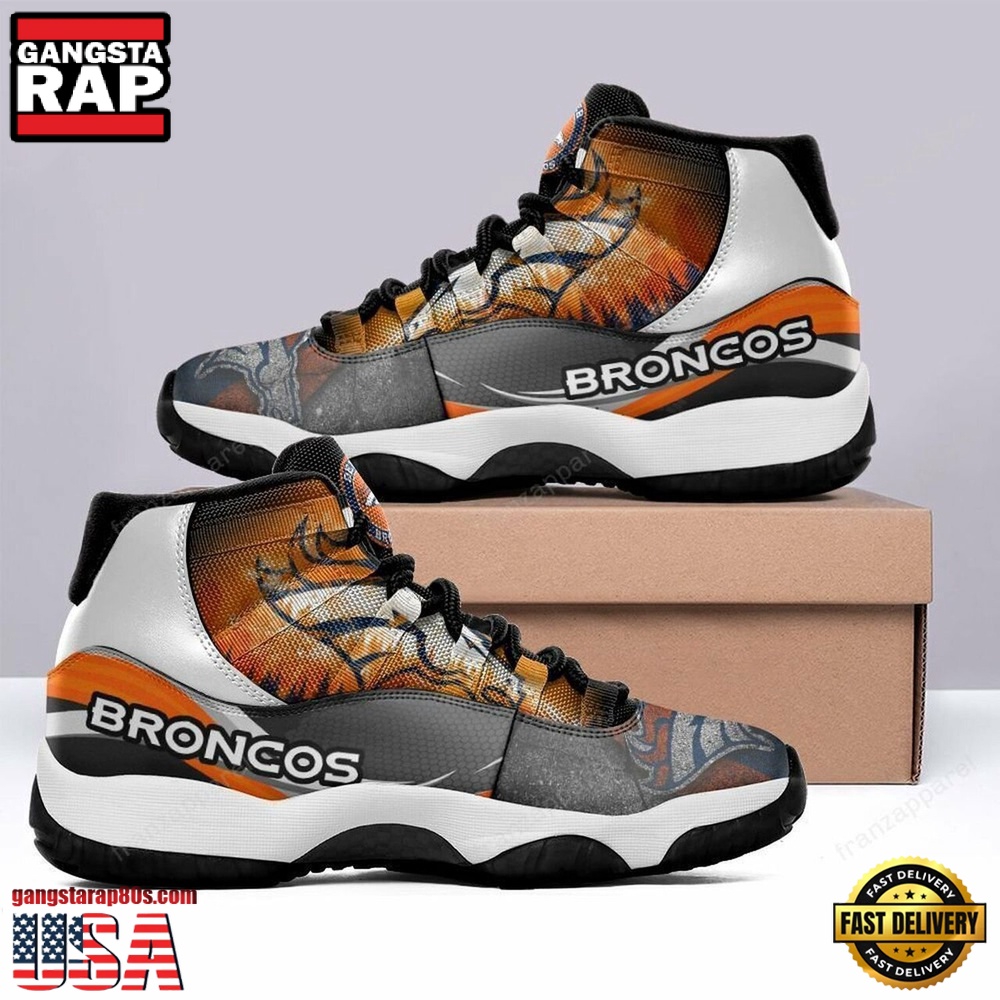 NFL Denver Broncos Team Unique Design Air Jordan 11 Shoes