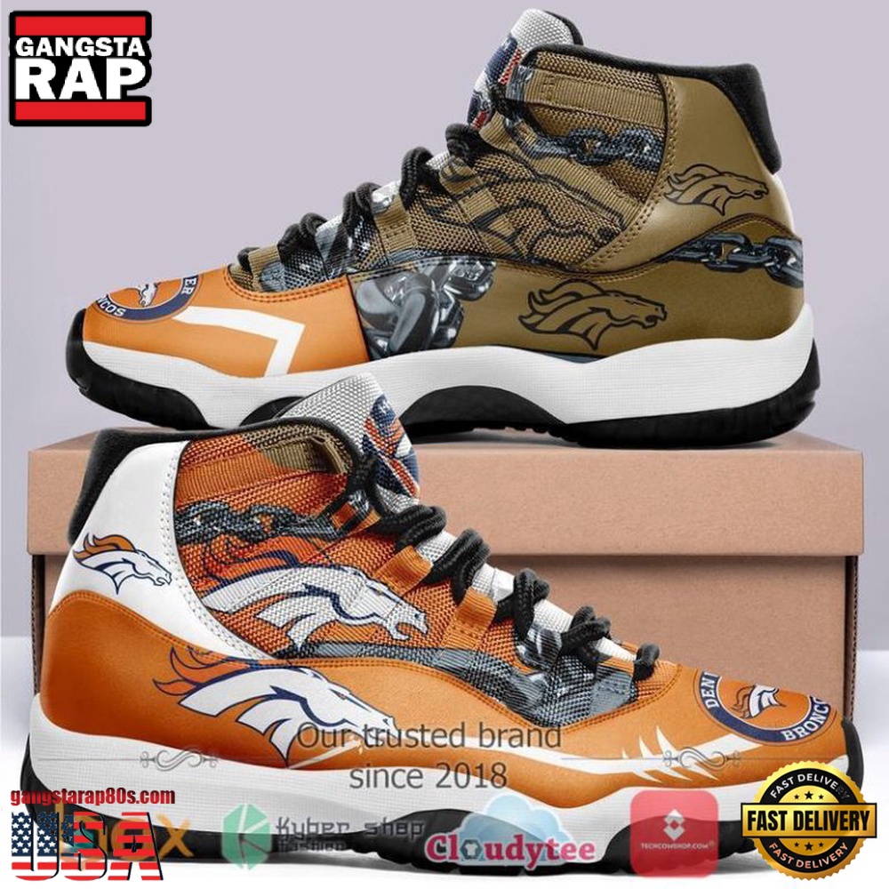 NFL Denver Broncos Unique Design Air Jordan 11 Running Sneaker Shoes
