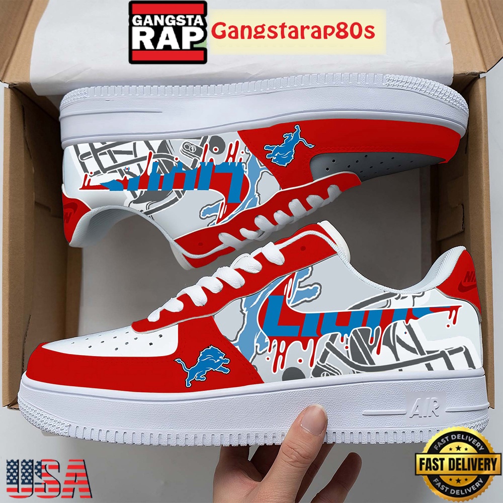 NFL Detroit Lions Team Logo Unique Air Force 1 Shoes Running Sneakers