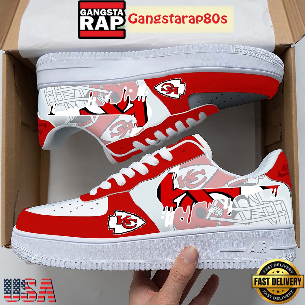 NFL Kansas City Chiefs Team Logo Unique Air Force 1 Shoes Running Sneakers
