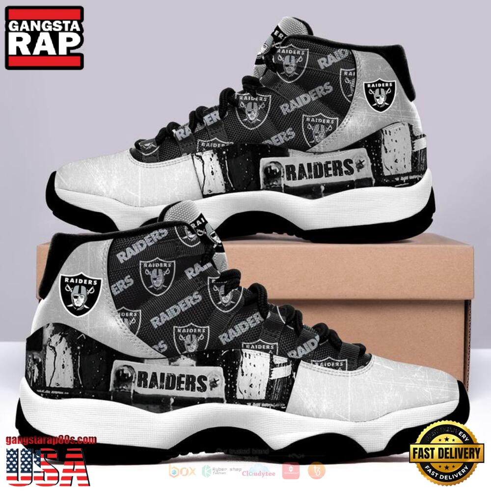 NFL Las Vegas Raiders Black Unique Design Air Jordan 11 Shoes