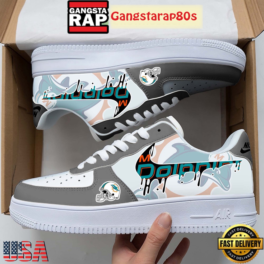 NFL Miami Dolphins Team Logo Unique Air Force 1 Shoes Running Sneakers NFL Miami Dolphins Team Logo Unique Air Force 1 Shoes Running Sneakers