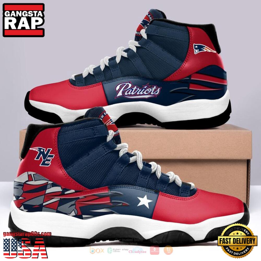 NFL New England Patriots Blue Red Unique Design Air Jordan 11 Shoes NFL New England Patriots Blue Red Unique Design Air Jordan 11 Shoes