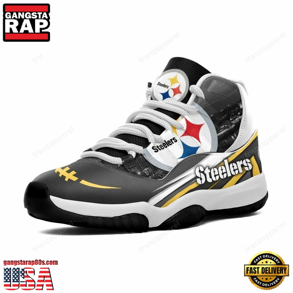 NFL Pittsburgh Steelers Black Version Unique Design Air Jordan 11 Shoes