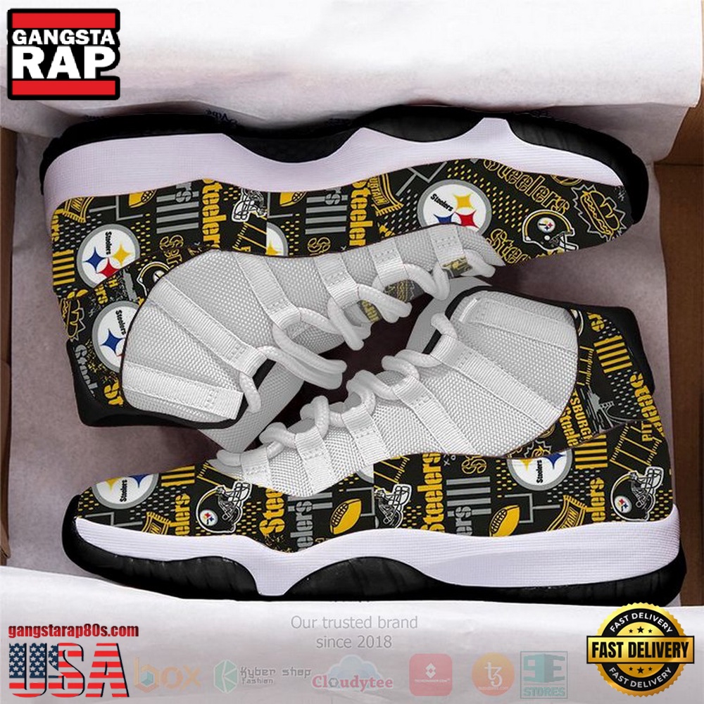 NFL Pittsburgh Steelers Unique Design Air Jordan 11 Running Shoes