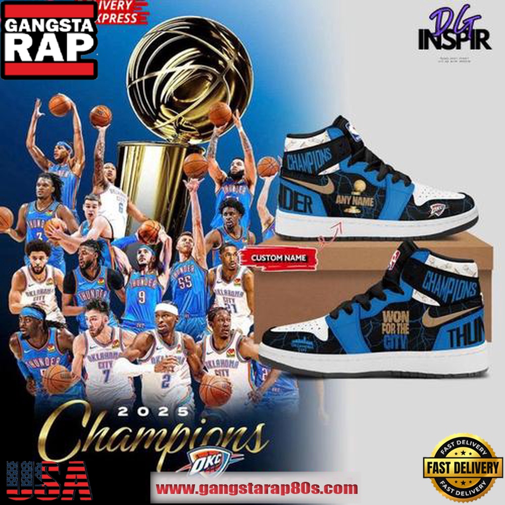 OKC Thunder 2025 NBA Champs Custom Air Jordan 1 Running Sneakers Shoes OKC Thunder 2025 NBA Champs Custom Air Jordan 1 Running Sneakers Shoes
