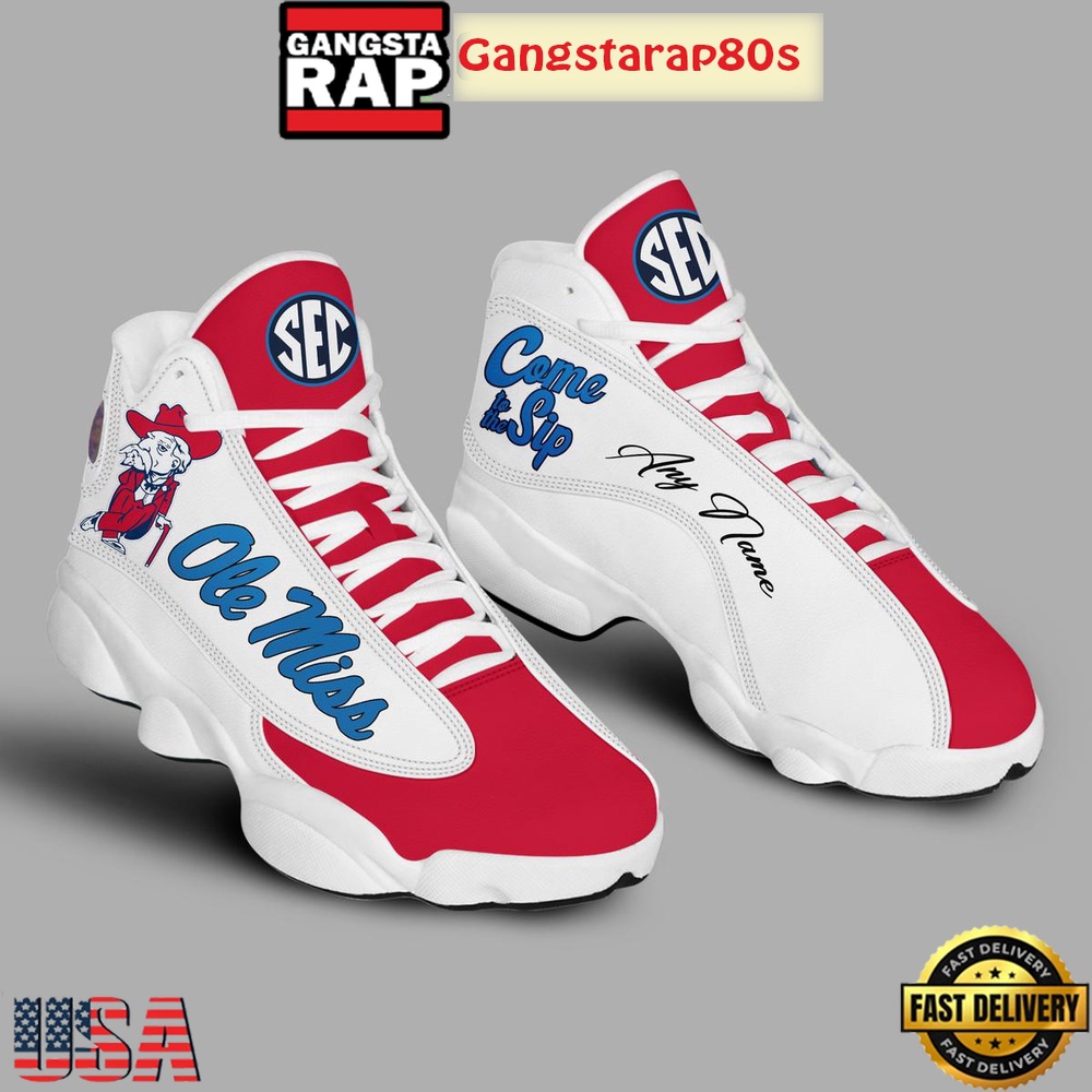 Ole Miss Rebels Ready For SEC Championship 2024 Custom Name Air Jordan 13 Shoes Running Sneakers