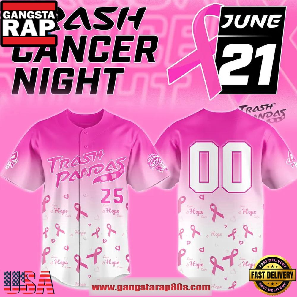 Rocket City Trash Pandas Cancer Night Limited Edition Pink Custom Baseball Jersey Shirt Rocket City Trash Pandas Cancer Night Limited Edition Pink Custom Baseball Jersey Shirt