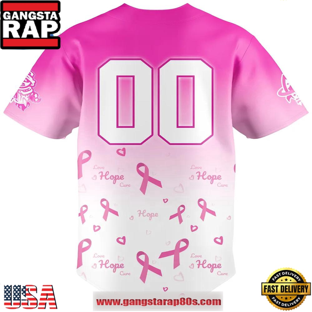Rocket City Trash Pandas Cancer Night Limited Edition Pink Custom Baseball Jersey Shirt Rocket City Trash Pandas Cancer Night Limited Edition Pink Custom Baseball Jersey Shirt