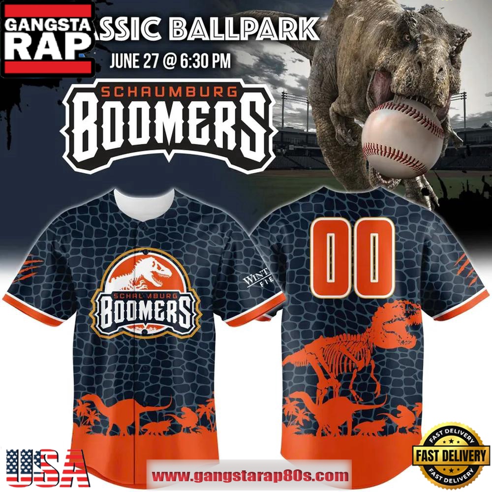 Schaumburg Boomers Jurassic Ballpark Limited Edition Baseball Jersey Shirt