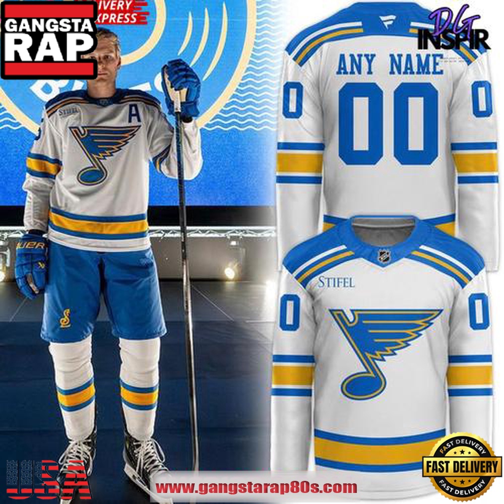 St. Louis Blues Custom Away White Edition Hockey Jersey