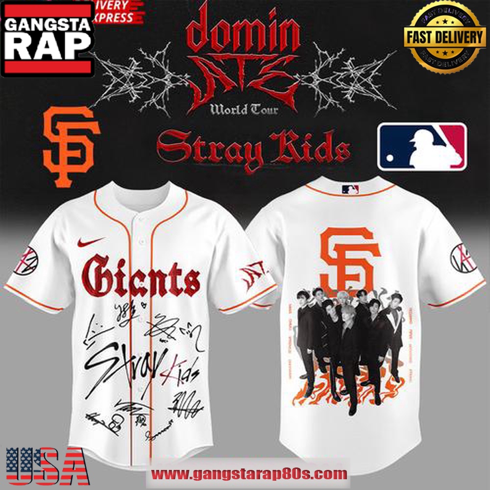 Stray Kids x San Francisco Giants Dominate World Tour Flame Edition Baseball Jersey