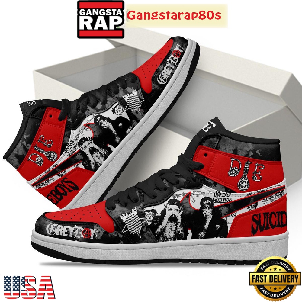 Suicideboys Grey Day Black Red 2025 Air Jordan 1 Shoes Running Sneakers Suicideboys Grey Day Black Red 2025 Air Jordan 1 Shoes Running Sneakers