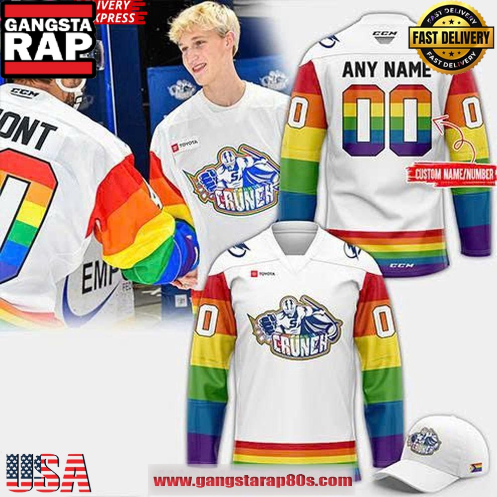 Syracuse Crunch Pride Month 2025 White Custom Hockey Jersey Syracuse Crunch Pride Month 2025 White Custom Hockey Jersey
