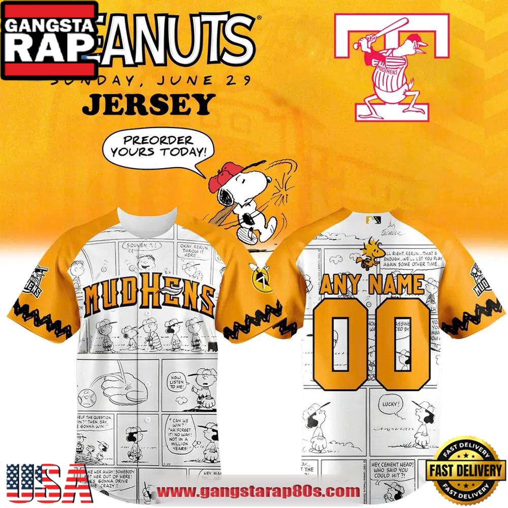 Toledo Mud Hens x Peanuts Limited Edition Custom Baseball Jersey Shirt Toledo Mud Hens x Peanuts Limited Edition Custom Baseball Jersey Shirt