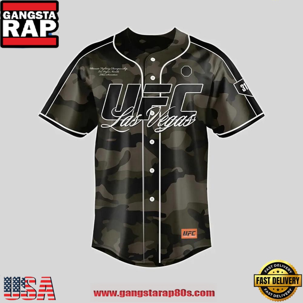 UFC 317 Las Vegas Limited Edition Camo Baseball Jersey Shirt