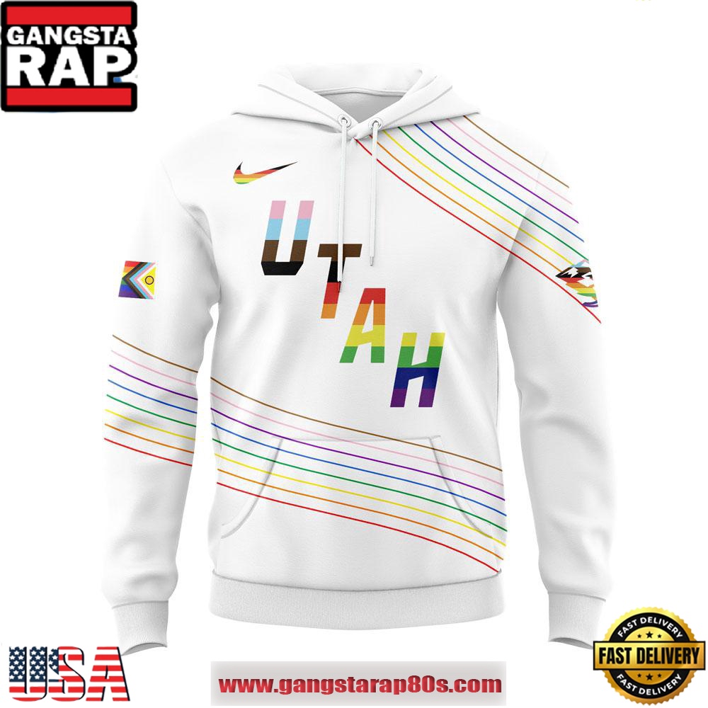 Utah Mammoth Happy Pride Month White All Over Print Hoodie