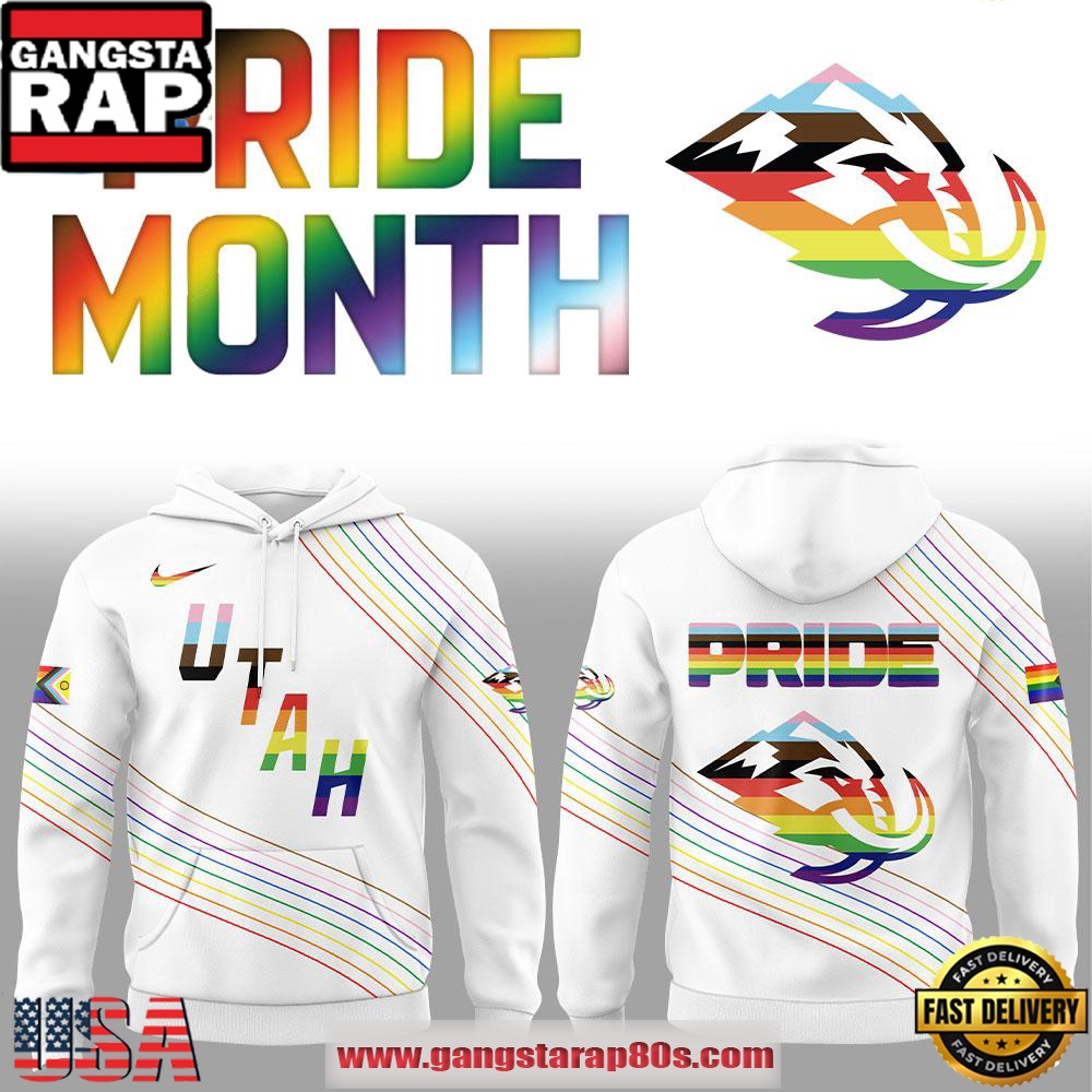 Utah Mammoth Happy Pride Month White All Over Print Hoodie