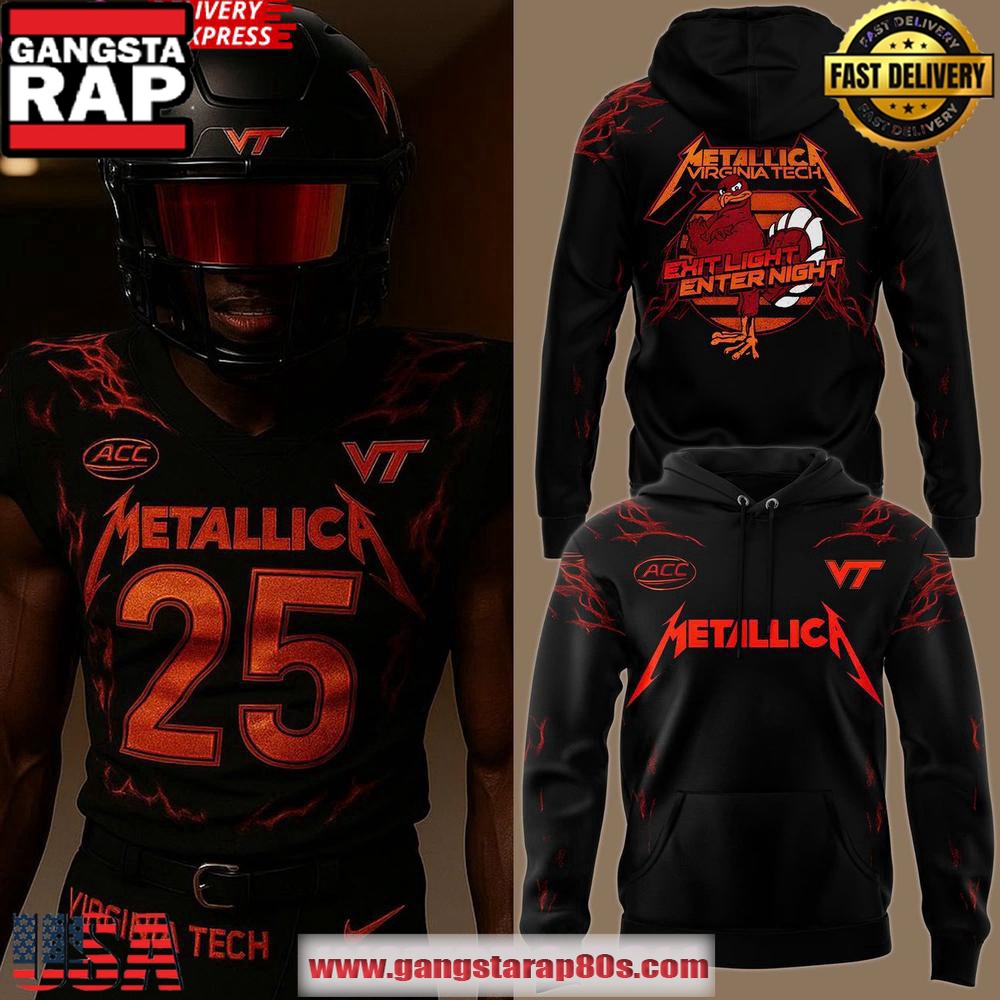 Virginia Tech Hokies x Metallica 2025 All Over Print Hoodie